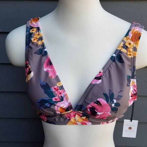 NWT Shade & Shore Taupe Floral Bikini size Medium - Picture 13 of 15